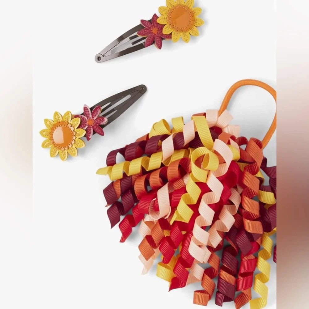 NWT Girls' and Toddler 3-Piece Snap Clips and Tie Hair Accessories By Gymboree
